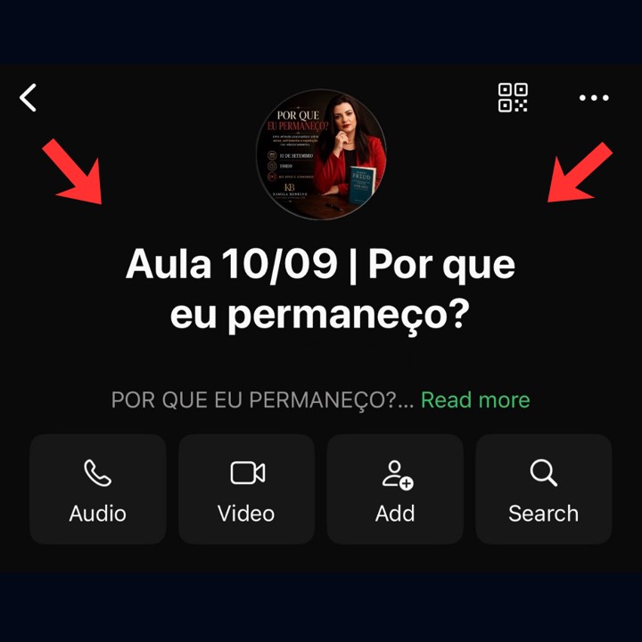 Tela do grupo de WhatsApp da turma, chamado Aula 10/09 — Por que eu permaneço?